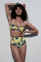 Boohoo Paphos Pineapple Zip Bandeau Bikini Yellow