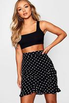 Boohoo Poka Dot Ruffle Hem Mini Skirt