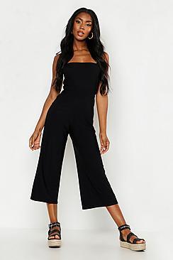 Boohoo Shirred Detail Tie Strap Jumpsuit