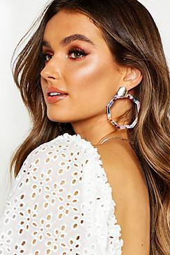Boohoo Multi Resin Hexagon Earrings