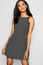 Boohoo Petite Tia O Ring Detail Stripe Shift Dress