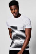 Boohoo Muscle Fit Stripe Print T-shirt White