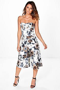 Boohoo Laura Floral Bandeau Culotte Jumpsuit