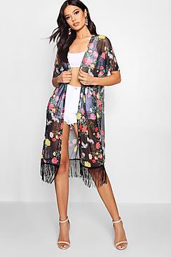 Boohoo Harlow Oriental Mesh Kimono