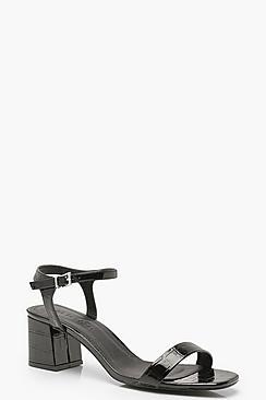 Boohoo Croc 2 Part Low Block Heels