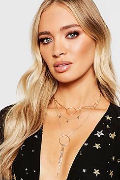 Boohoo Sun Star & Moon Delicate Layered Necklace