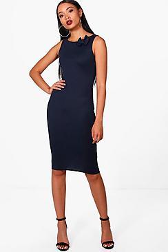 Boohoo Nicole Bow Detail Midi Dress