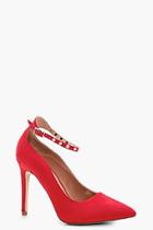 Boohoo Dani Pearl Trim Ankle Band Court Shoe