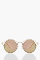 Boohoo Ella Rose Double Frame Round Sunglasses