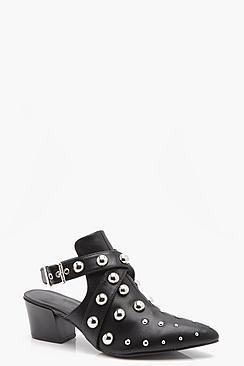 Boohoo Lexi Studded Open Back Shoe Boot