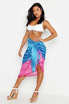 Boohoo Ombre Tie Dye Tie Side Sarong