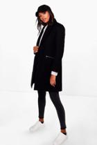 Boohoo Sarah Zip Pocket Tailored Coat Black
