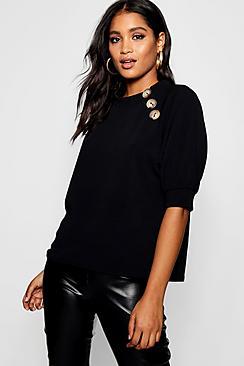 Boohoo Mock Horn Detail High Neck Top