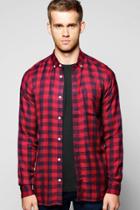 Boohoo Long Sleeve Flannel Shirt Red