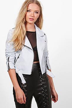 Boohoo Zoe Premium Vegan Suedette Biker Jacket