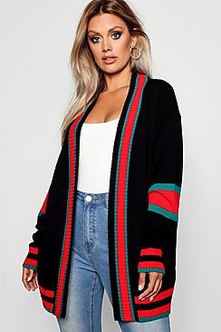 Boohoo Plus Contrast Stripe Oversized Cardigan