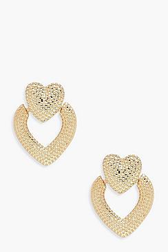Boohoo Heart Door Knocker Statement Earrings