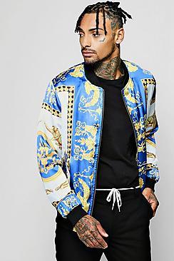 Boohoo Scarf Print Sateen Bomber