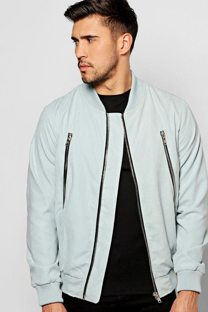 Boohoo Smart Woven Zipped Bomber Jacket Silver