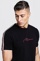 Boohoo Man Signature Curved Hem T-shirt With Side Tape
