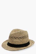 Boohoo Kate Gros Grain Band Straw Trilby Hat Natural