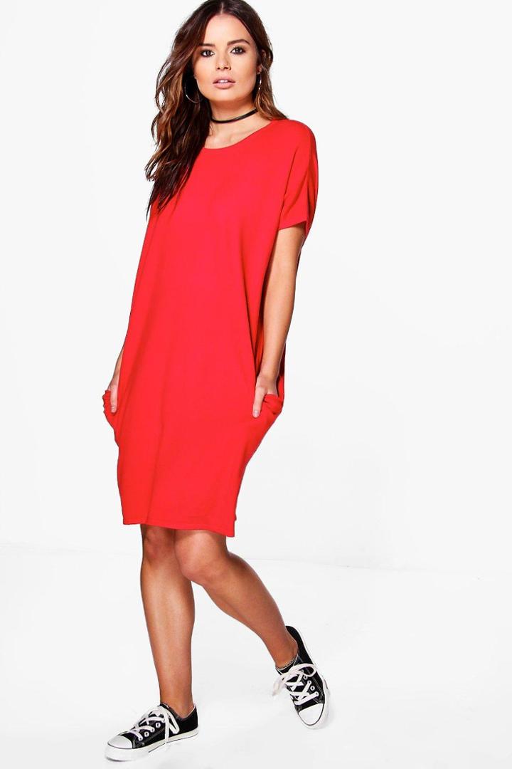 Boohoo Mel Short Sleeve Dress Red