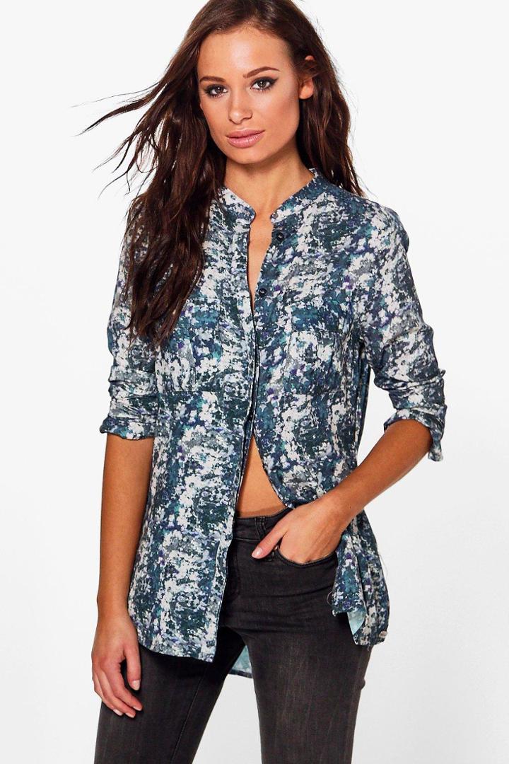 Boohoo Denise Print Detail Long Sleeved Shirt Multi