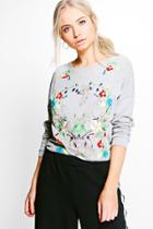 Boohoo Charlotte Printed Sweat Top Grey
