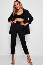 Boohoo Ava Wide Buckle Belt Straight Tapered Trouser