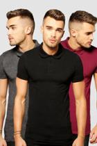 Boohoo Muscle Fit Polo 3 Pack Multi