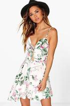 Boohoo Ana Floral Lace Up Skater Dress