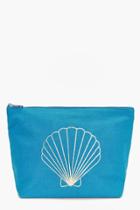 Boohoo Foil Shell Canvas Make Up Bag Turquoise