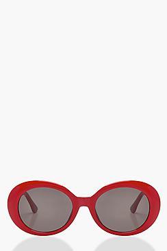 Boohoo Lucy Oval Red Round Sunglasses
