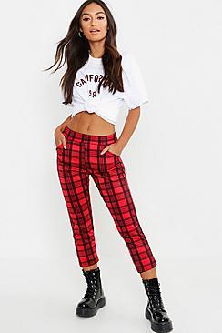 Boohoo Petite Tartan Check Tapered Trouser