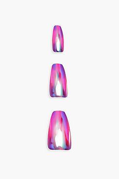 Boohoo Royal Reflective Mood Coffin Nails & Glue