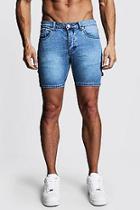Boohoo Skinny Fit Denim Shorts With Workwear Details