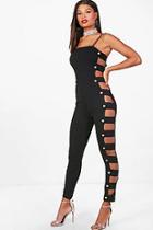 Boohoo Julie Cut Out Button Side Skinny Jumpsuit