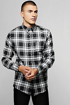 Boohoo Long Sleeve Mono Check Shirt