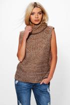 Boohoo Lexi Sleeveless Roll Neck Jumper Natural