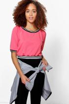 Boohoo Lucy Supersoft Contrast Trim Top Coral