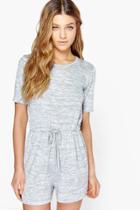 Boohoo Lois Casual Relaxed Fit Knitted Playsuit Grey