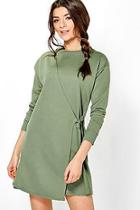 Boohoo Sakura Buckle Wrap Sweat Dress