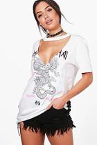 Boohoo Sophia Oriental Lace Up Choker T-shirt