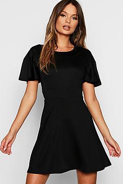 Boohoo Angel Sleeve Skater Dress
