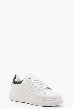 Boohoo Lacey Platform Contrast Back Trainers