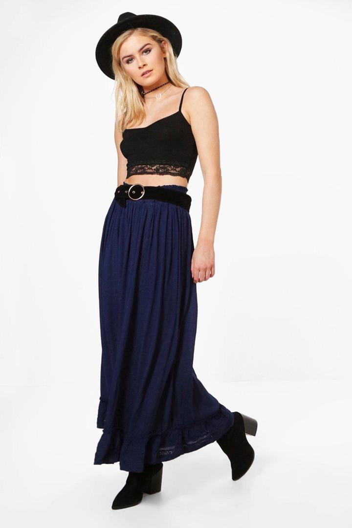 Boohoo Georgia Maxi Skirt Marine
