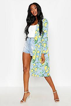 Boohoo Lemon Print Pocket Duster
