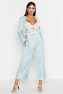 Boohoo Satin Stripe Wide Leg Trouser