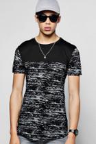 Boohoo Short Sleeve Space Dye Panel T-shirt Black