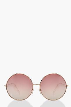 Boohoo Rose Gold Oversized Round Sunglasses